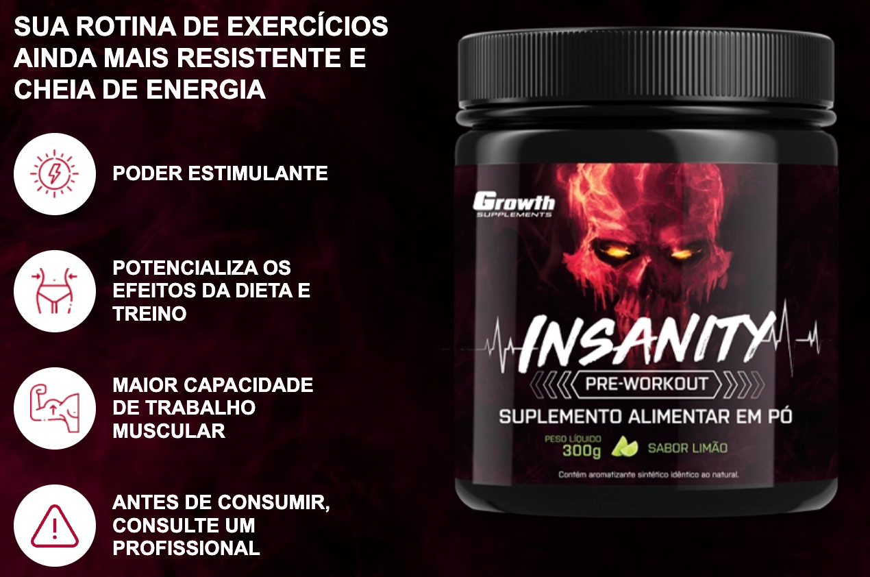 Pré-treino Insanity 300g - Growth Supplements