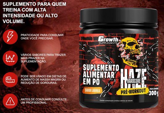 Pré-Treino Haze Hardcore 300g - Growth Supplements