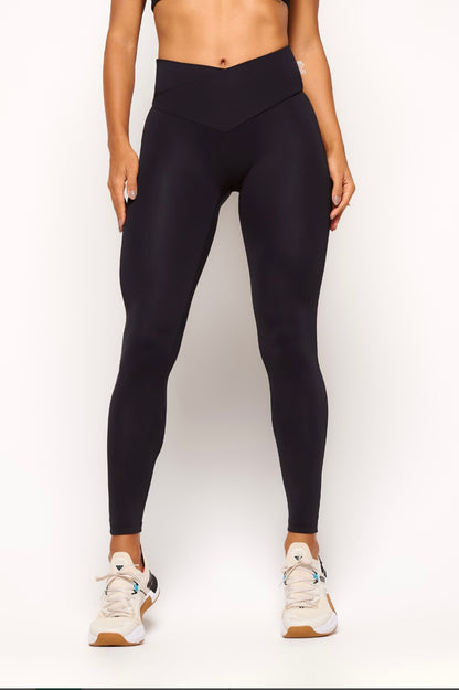 Calça Legging Preta Basica Transpassada