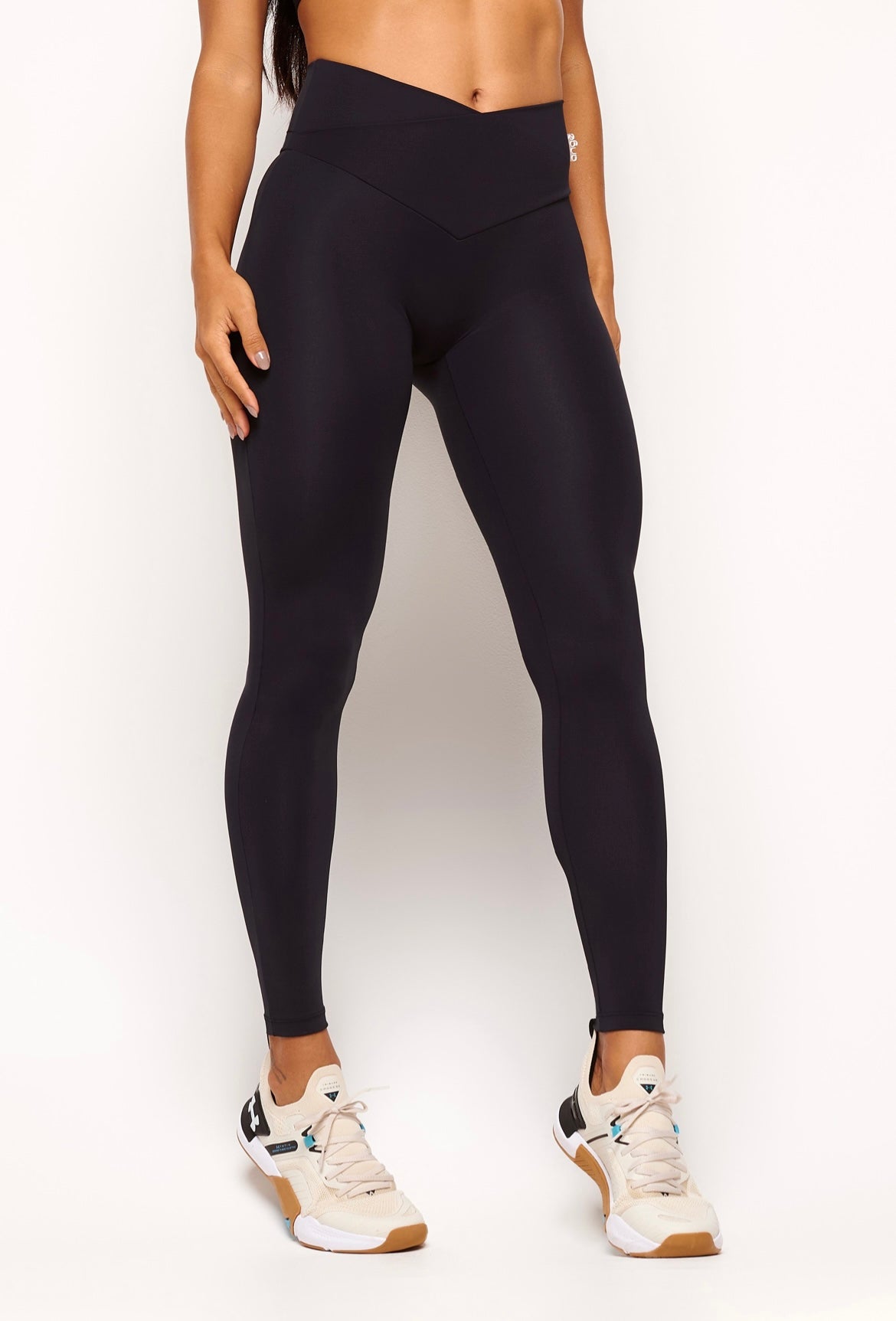 Calça Legging Preta Basica Transpassada